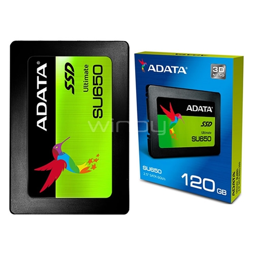 Disco estado sólido ADATA Ultimate SU650 de 120GB (SSD, SATA, NAND 3D)