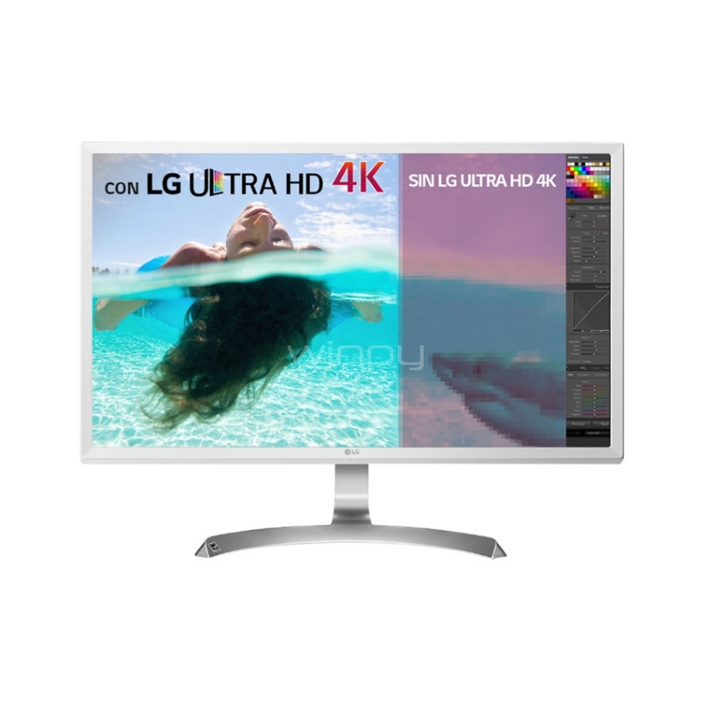 Monitor LG UltraHD 4K de 27 pulgadas (IPS, 3840x2160 Pixeles, 5ms, HDMI+DP, FreeSync, Blanco)