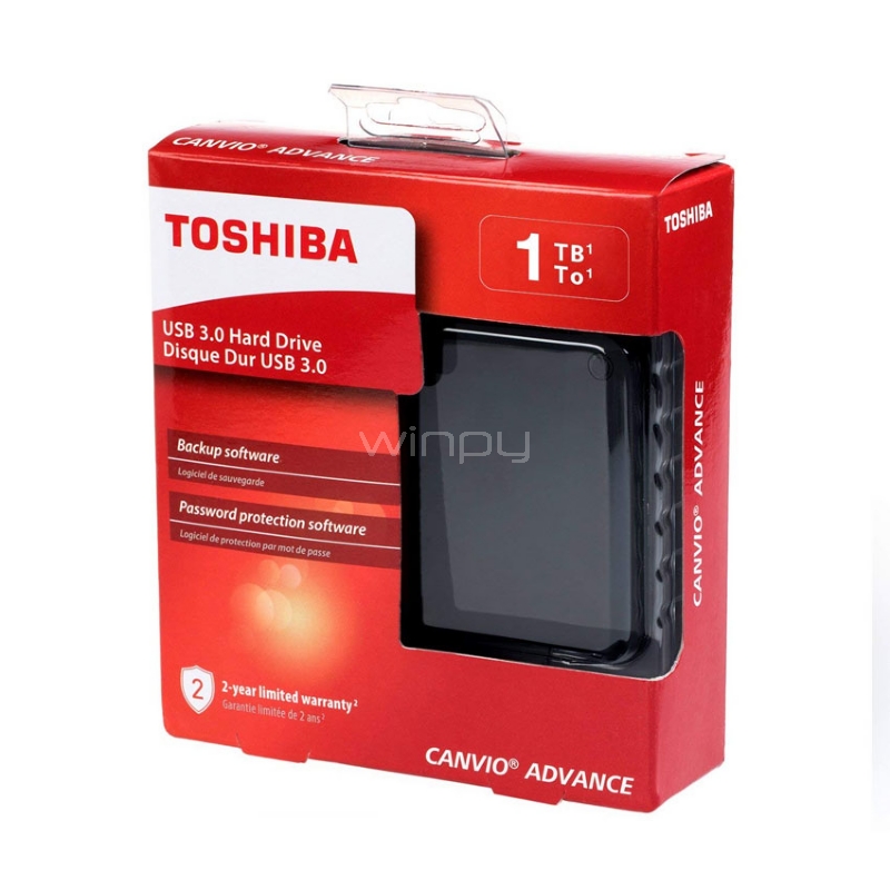 Disco portátil Toshiba Canvio Advance V9 de 1TB (USB 3.0 - Negro)