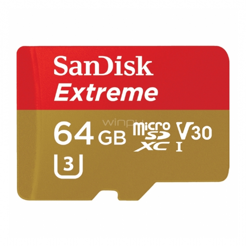 Tarjeta de MicroSD SanDisk Extreme 64GB con Adaptador SD