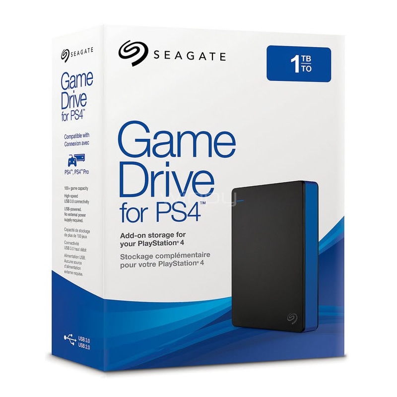 Disco externo Seagate Game Drive de 1TB para PS4 (USB 3.0, Negro)