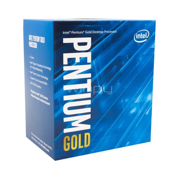 Procesador Intel Pentium Gold G5600 (LGA1151v2, 3.9GHz, DualCore, 4 Hilos, UHD 630)