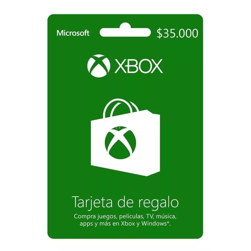 Tarjeta Prepago Microsoft Xbox Live Chile de $35.000 (Licencia Online, Descargable)