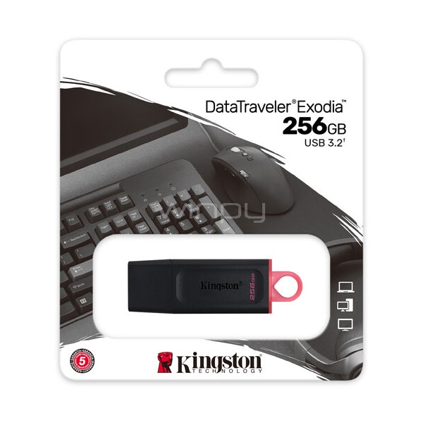 Pendrive Kingston DataTraveler Exodia de 256GB (USB 3.1, Negro)