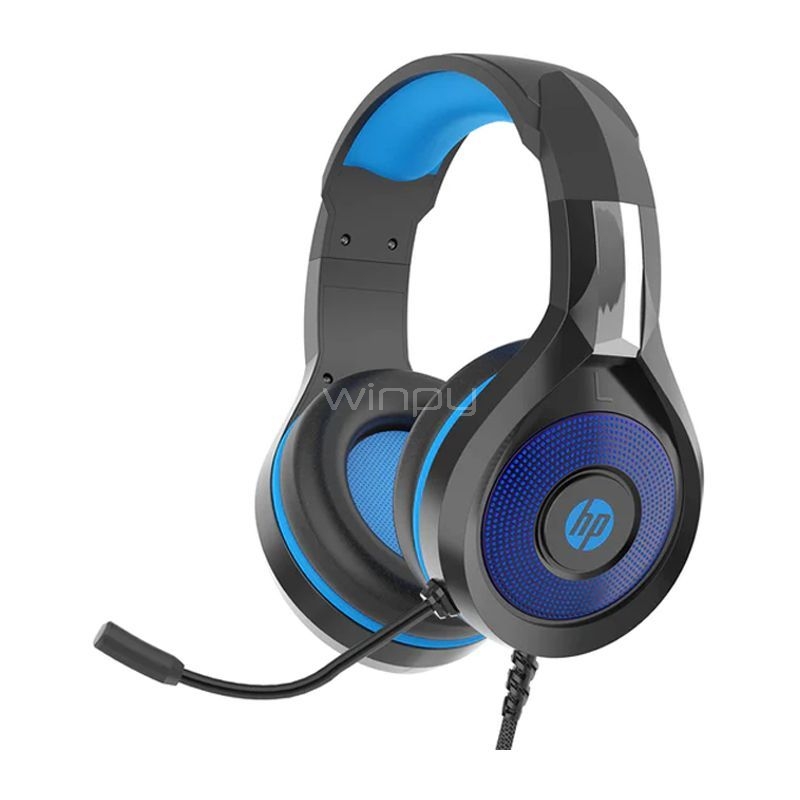 Audífonos Gamer HP DHE-8010 (LED, Jack 3.5mm, Negro/Azul) - OUTLET