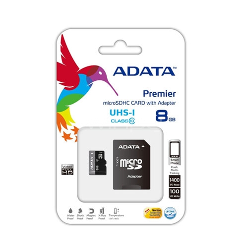 Memoria Premier Micro SD Adata Clase10 de 8 GB