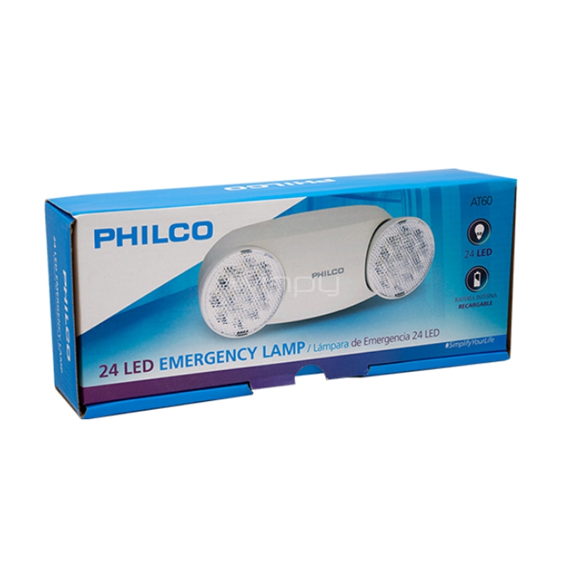Lámpara Philco AT60 de Emergencia (2 Focos, 2.4W, 24 LED)