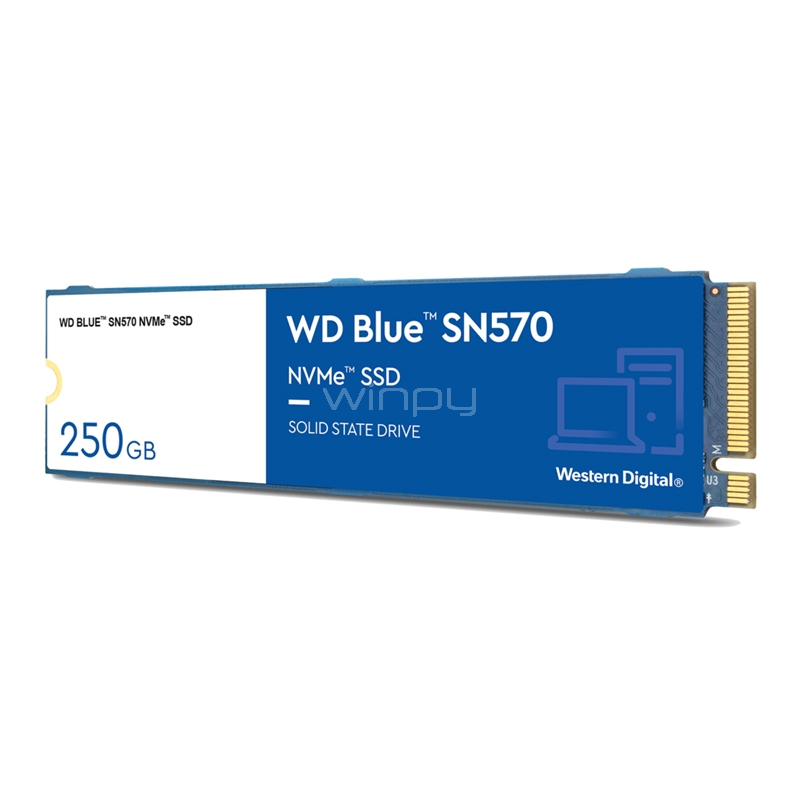 Unidad de Estado Sólido Western Digital Blue SN570 de 250GB (NVMe, M.2 2280,PCI Express 3.0 x4) 