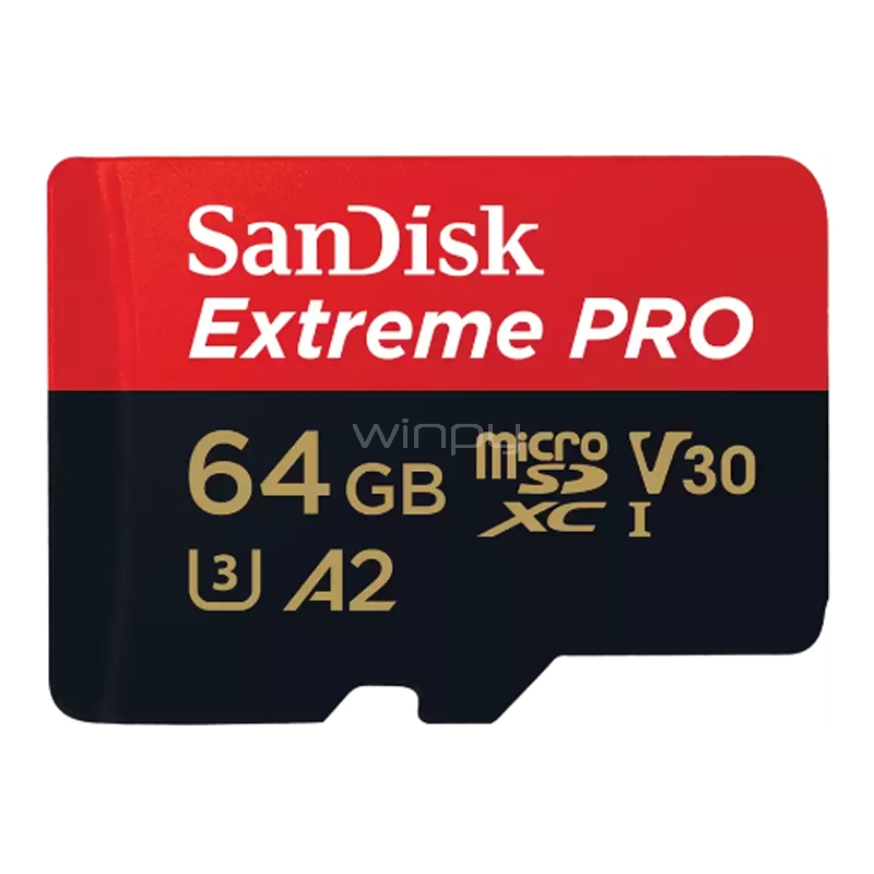 Tarjeta MicroSD SanDisk Extreme PRO de 64GB (UHS-I, U3, V30, A2)