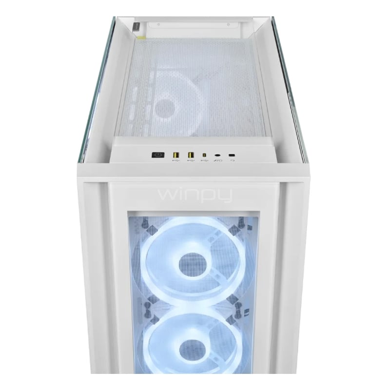 Gabinete Gamer Corsair iCUE 5000X QL Edition (ATX, Vidrio Templado, Controlador RGB, 4 Ventiladores, Blanco)