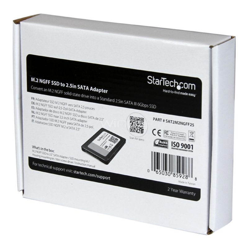 Adaptador SSD M.2 a SATA III de 2,5 Pulgadas con Carcasa Protectora - Conversor NGFF de Unidad SSD - StarTech