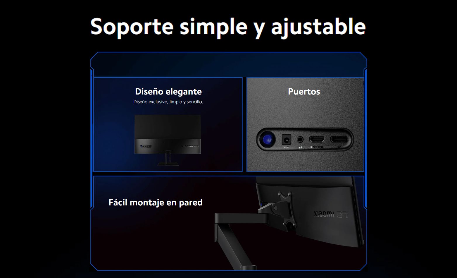 Diseño del monitor gamer xiaomi 