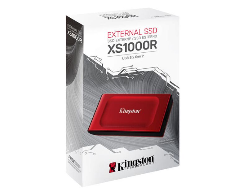 caja del disco externo ssd kingston rojo